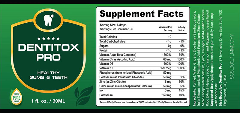 Dentitox Pro ingredients